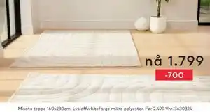 Skeidar Misato teppe 160x230cm tilbud