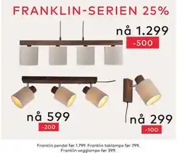 Skeidar Franklin vegglampe tilbud
