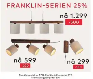 Skeidar Franklin vegglampe tilbud