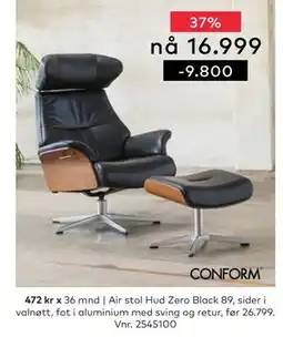Skeidar Air stol Hud Zero Black 89 tilbud