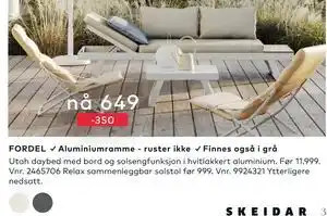 Skeidar Relax sammenleggbar solstol tilbud