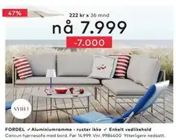 Skeidar Cancun hjørnesofa med bord tilbud