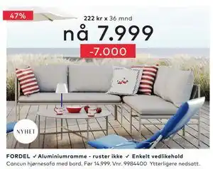 Skeidar Cancun hjørnesofa med bord tilbud