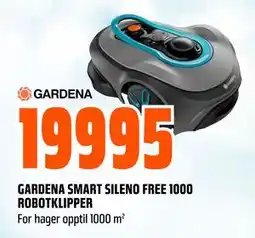 Obs Bygg GARDENA SMART SILENO FREE 1000 ROBOTKLIPPER tilbud