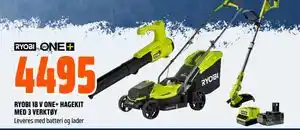 Obs Bygg RYOBI 18 V ONE+ HAGEKIT MED 3 VERKTØY tilbud