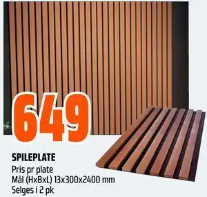Obs Bygg SPILEPLATE tilbud
