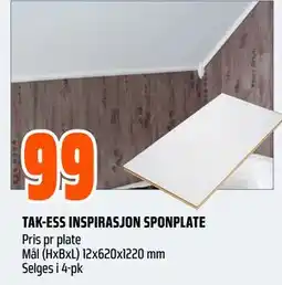 Obs Bygg TAK-ESS INSPIRASJON SPONPLATE tilbud