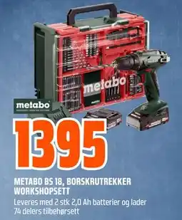 Obs Bygg METABO BS 18, BORSKRUTREKKER WORKSHOPSETT tilbud