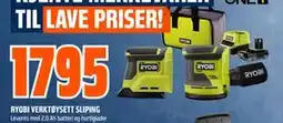 Obs Bygg RYOBI VERKTØYSETT SLIPING tilbud