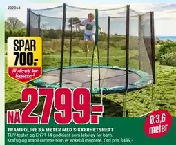 Europris TRAMPOLINE 3,6 METER MED SIKKERHETSNETT tilbud