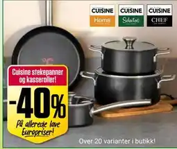 Europris Cuisine stekepanner og kasseroller! tilbud