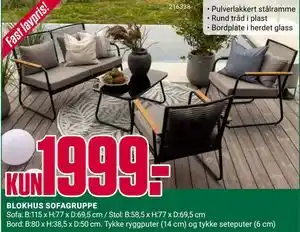 Europris BLOKHUS SOFAGRUPPE tilbud