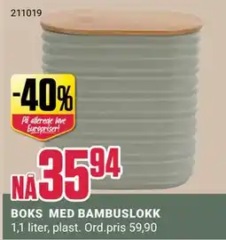 Europris BOKS MED BAMBUSLOKK tilbud