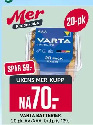 Europris VARTA BATTERIER tilbud