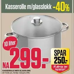 Europris Kasserolle m/glasslokk tilbud