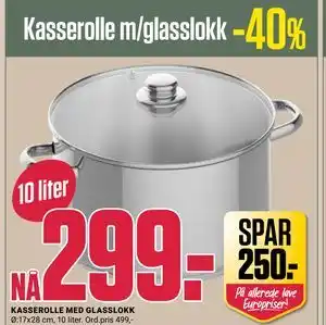Europris Kasserolle m/glasslokk tilbud