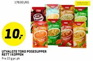 Bunnpris UTVALGTE TORO POSESUPPER RETT I KOPPEN tilbud