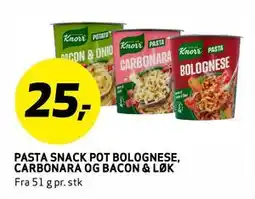 Bunnpris PASTA SNACK POT BOLOGNESE, CARBONARA OG BACON & LØK tilbud