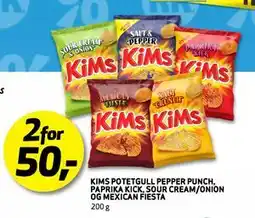 Bunnpris KIMS POTETGULL PEPPER PUNCH, PAPRIKA KICK, SOUR CREAM/ONION OG MEXICAN FIESTA tilbud