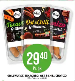 Kiwi FOLKETS Grillwurst, texas bbq, ost & chili, chorizo tilbud