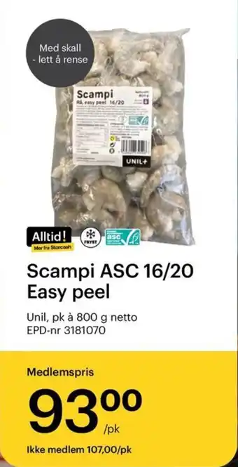 Storcash SCAMPI ASC 16/20 Easy peel tilbud