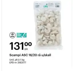 Storcash Scampi ASC 16/20 rå u/skall tilbud