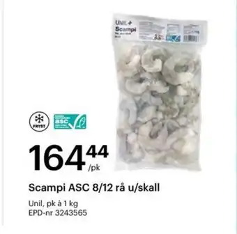 Storcash Scampi ASC 8/12 rå u/skall tilbud