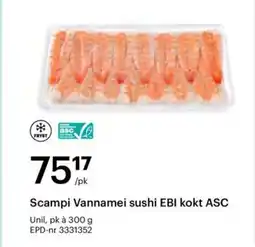 Storcash Scampi Vannamei sushi EBI kokt ASC tilbud