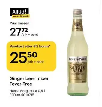 Storcash Ginger beer mixer Fever-Tree tilbud