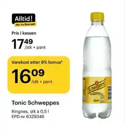 Storcash Tonic Schweppes tilbud