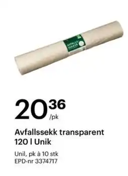 Storcash Avfallssekk transparent 120 | Unik tilbud
