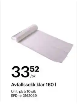 Storcash Avfallssekk klar 160 I tilbud