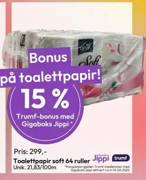Gigaboks Toalettpapir soft 64 ruller tilbud