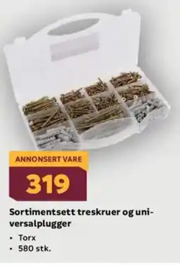 Megaflis Sortimentsett treskruer og uni- versalplugger tilbud