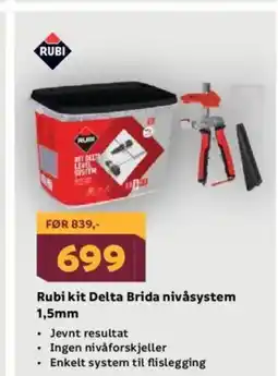Megaflis Rubi kit Delta Brida nivåsystem 1,5mm tilbud