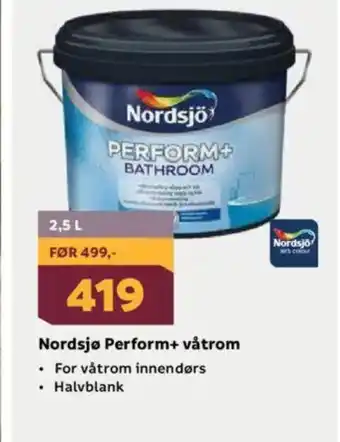 Megaflis Nordsjø Perform+ våtrom tilbud