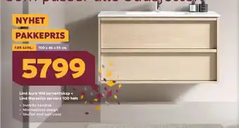 Megaflis Lind Aura 100 servantskap + Lind Marseille servant 100 hvit tilbud