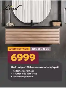 Megaflis Lind Unique 120 baderomsmøbel u/speil tilbud