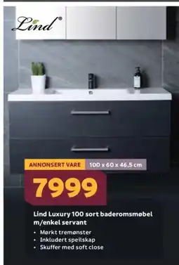 Megaflis Lind Luxury 100 sort baderomsmøbel tilbud