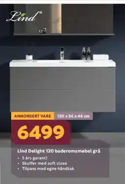 Megaflis Lind Delight 120 baderomsmøbel grå tilbud