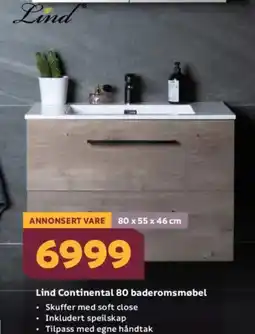 Megaflis Lind Continental 80 baderomsmøbel tilbud