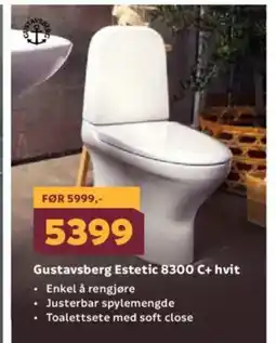 Megaflis Gustavsberg Estetic 8300 C+ hvit tilbud