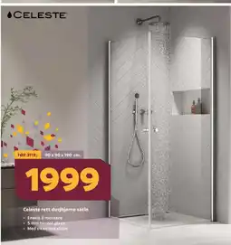 Megaflis Celeste rett dusjhjørne satin tilbud