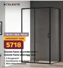 Megaflis CELESTE Celeste Fasto skyvedør sort + Celeste Fasto sidevegg sort tilbud