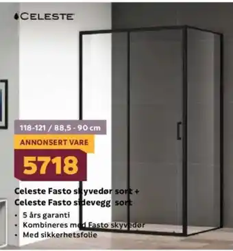 Megaflis CELESTE Celeste Fasto skyvedør sort + Celeste Fasto sidevegg sort tilbud