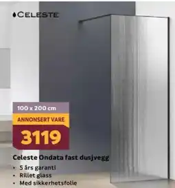Megaflis Celeste Ondata fast dusjvegg tilbud