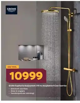 Megaflis Grohe Euphoria dusjsystem 310 m/dusjbatteri Cool Sunrise tilbud
