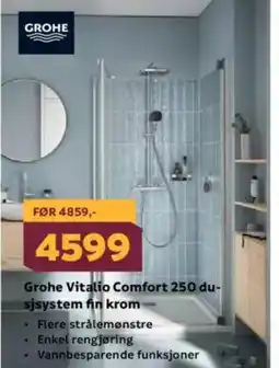 Megaflis Grohe Vitalio Comfort 250 du- sjsystem fin krom tilbud