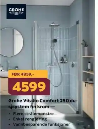 Megaflis Grohe Vitalio Comfort 250 du- sjsystem fin krom tilbud