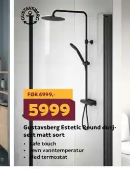 Megaflis Gustavsberg Estetic Round dusj- sett matt sort tilbud